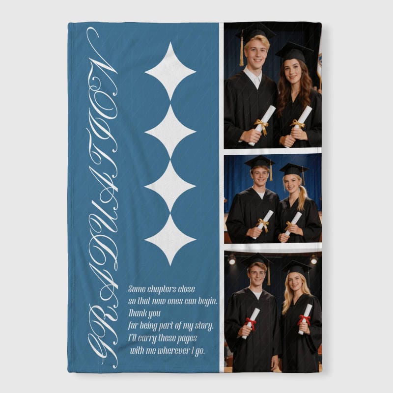 Custom Graduation Photo Fleece Blanket for Graduates Gift
