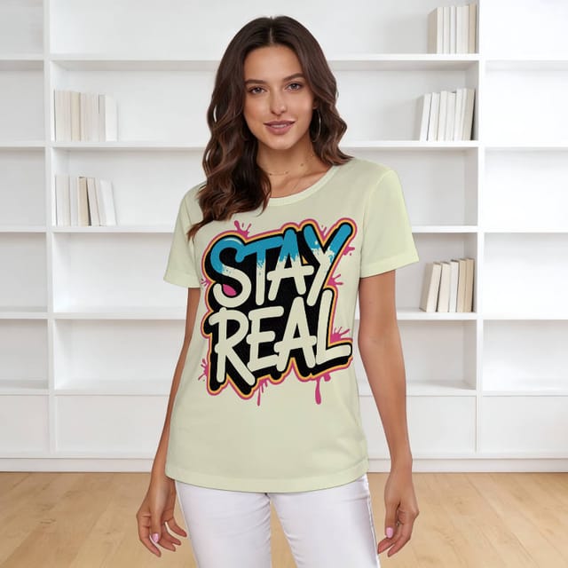 Graffiti Stay Real Women's T-Shirt for Casual Daily Wear