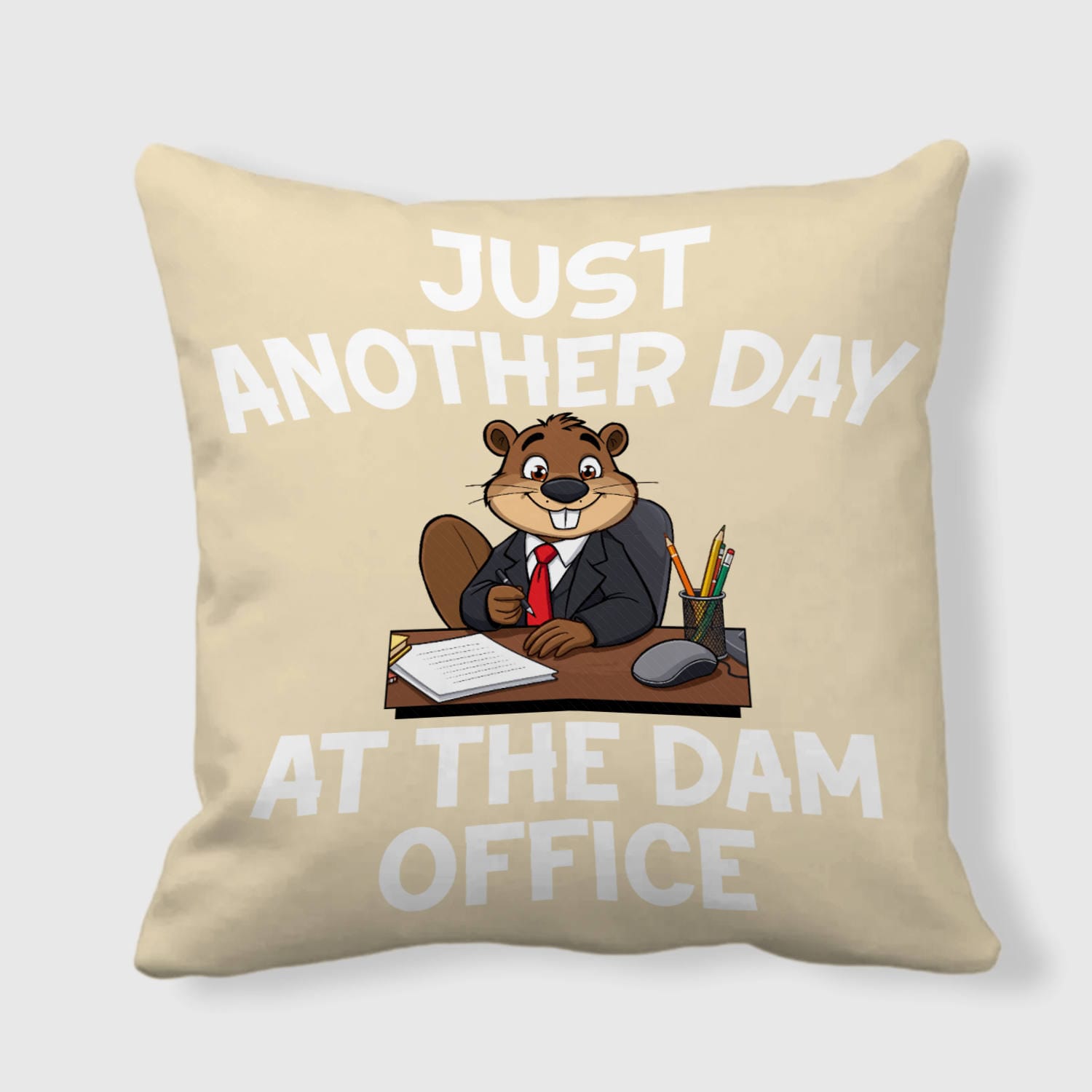 Funny Beaver Dam Office Pun Throw Pillow for Coworkers