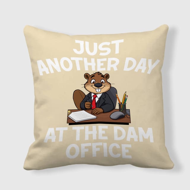 Funny Beaver Dam Office Pun Throw Pillow for Coworkers