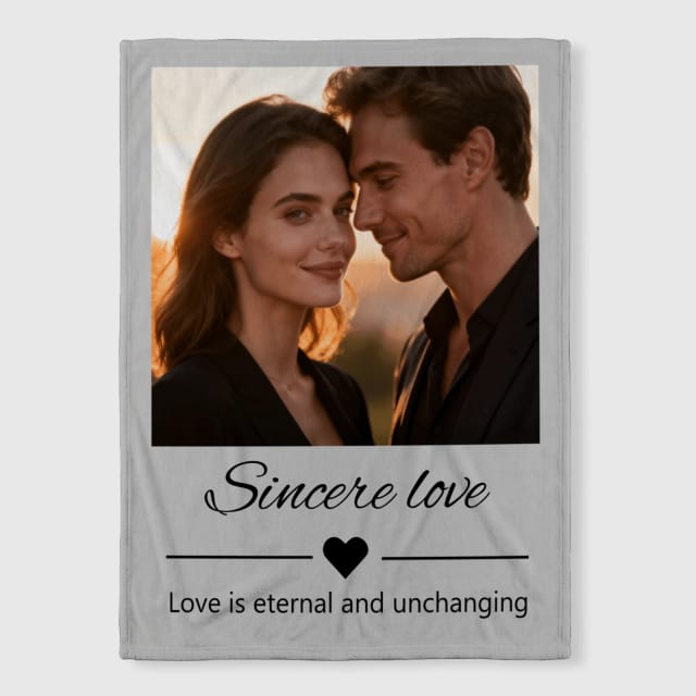 Custom Sincere Love Photo Blanket for Couples Anniversary Gift