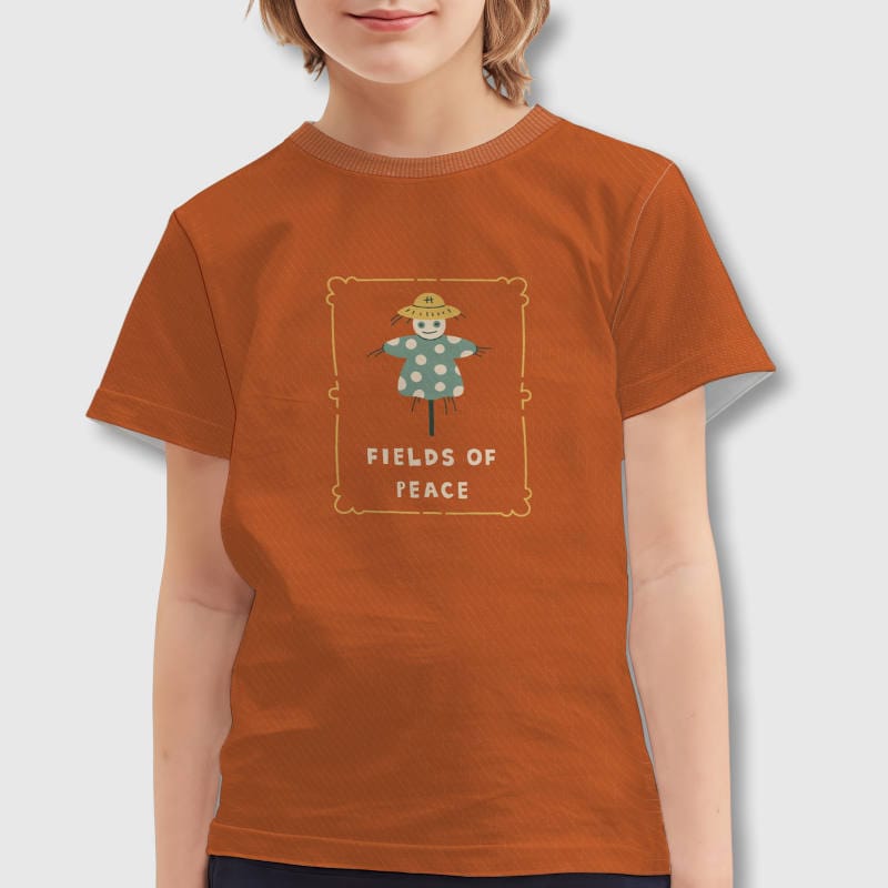 Cute Scarecrow Kids Short Sleeve Tee for Thanksgiving Wear