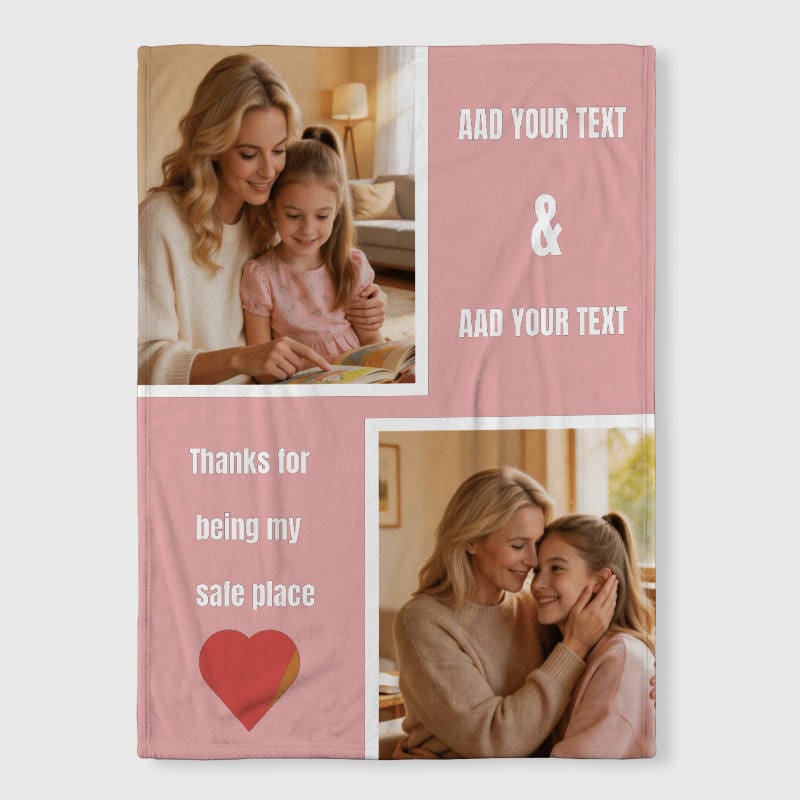 Custom Photo Fleece Blanket for Mom Mother's Day Gift