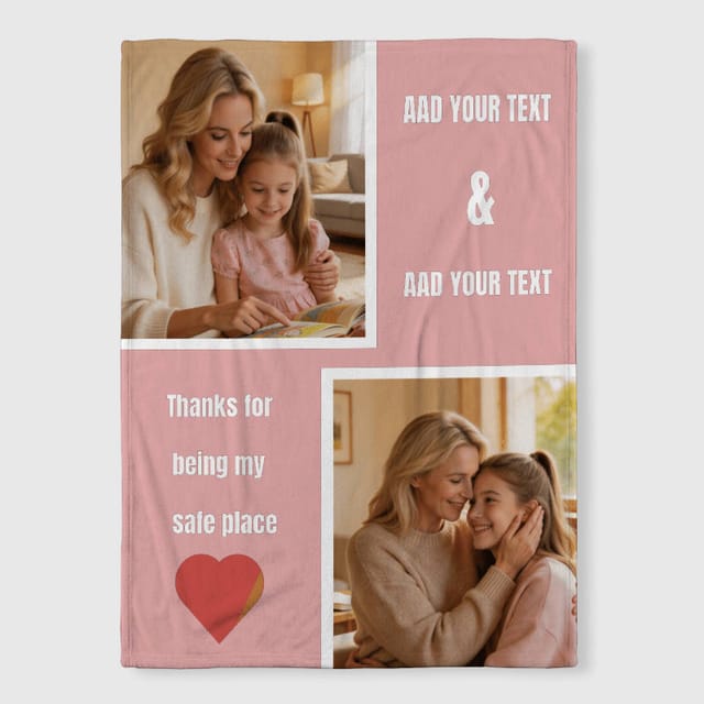 Custom Photo Fleece Blanket for Mom Mother's Day Gift
