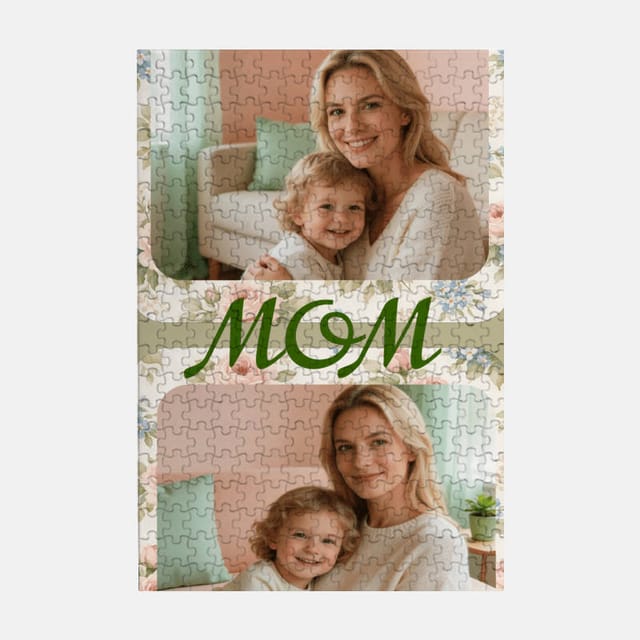 Floral Custom Photo 300-Piece Puzzle for Mom Mother's Day Gift