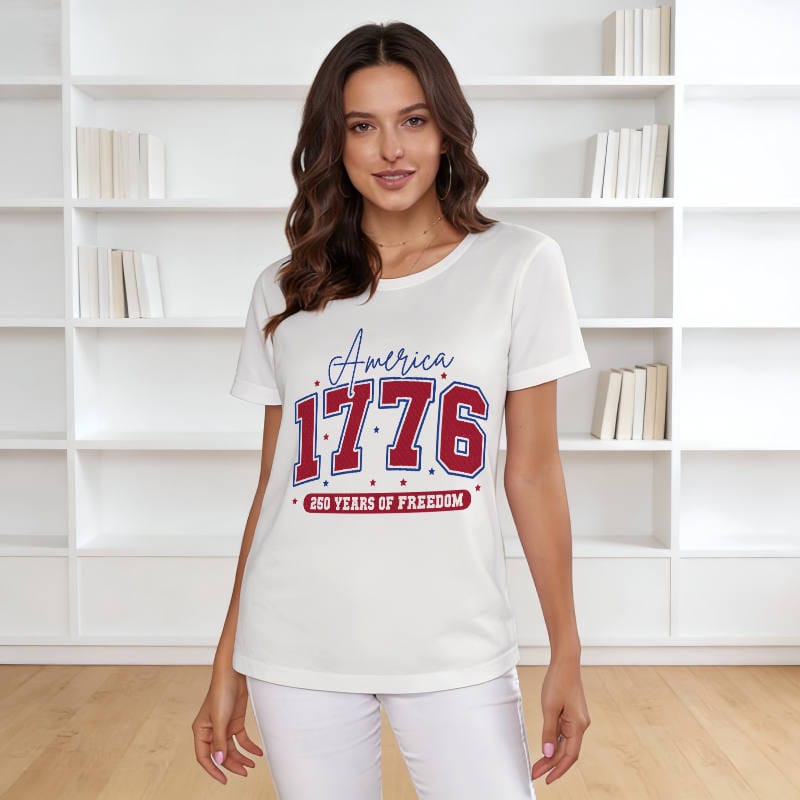 1776 America Patriotic T-Shirt for Women 250th Anniversary Gift