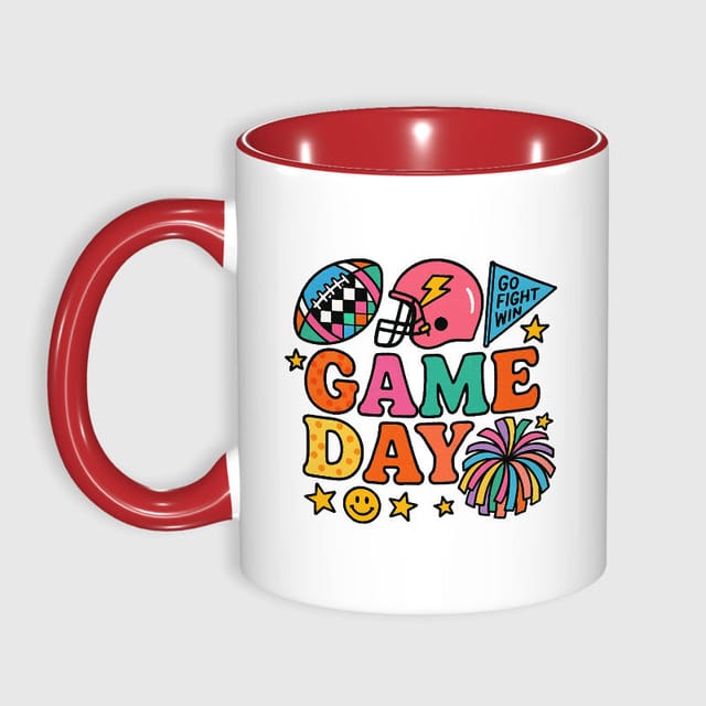 Game Day Football Red Accent Coffee Mug for Sports Fans