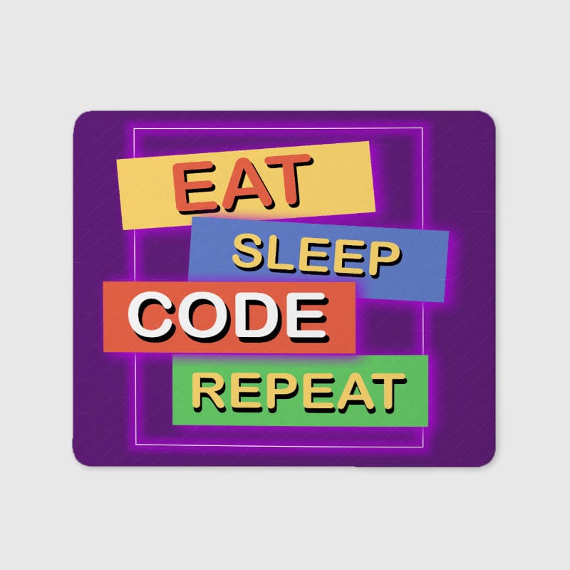 Eat Sleep Code Repeat Funny Mouse Pad for Coders Daily Use