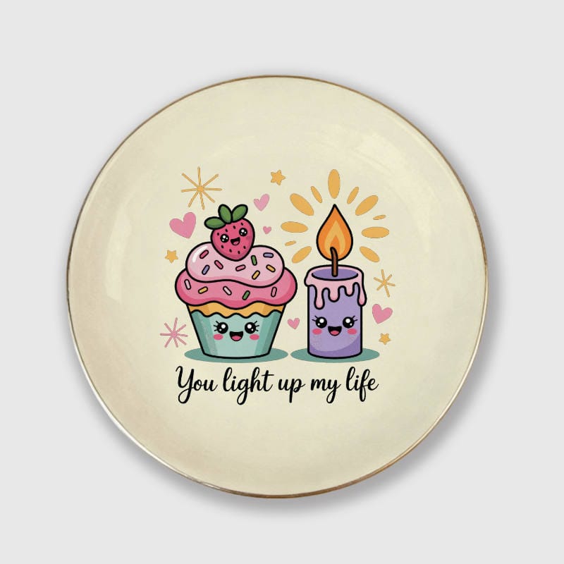 Cute Cupcake Candle Ceramic Jewelry Tray for Couple Valentine Gift - 1
