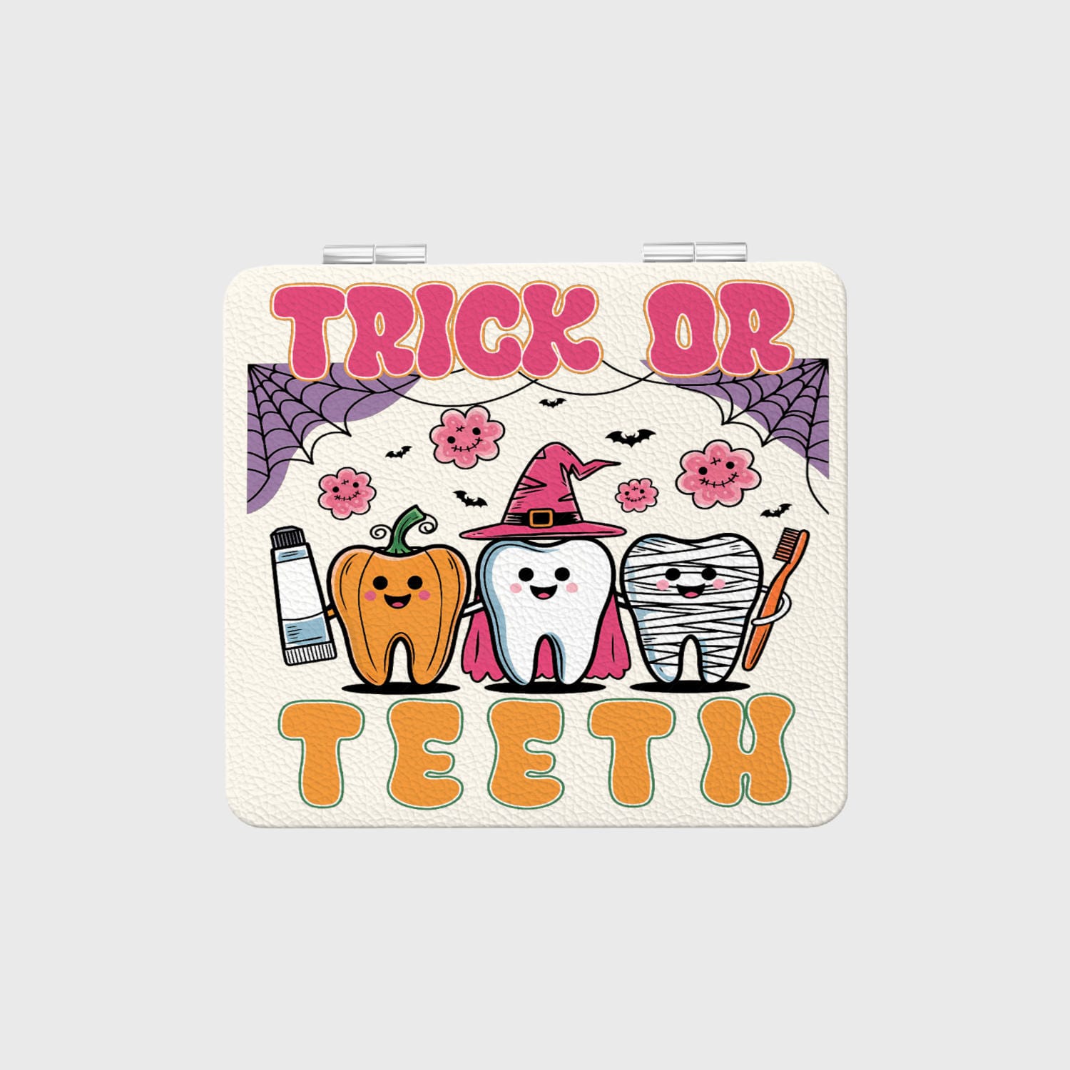 Funny Trick or Teeth Pocket Mirror for Dentist Halloween Gift