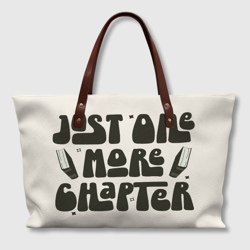 Funny Book Quote PU Leather Tote Bag for Book Lovers Daily Use