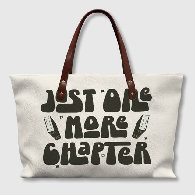 Funny Book Quote PU Leather Tote Bag for Book Lovers Daily Use