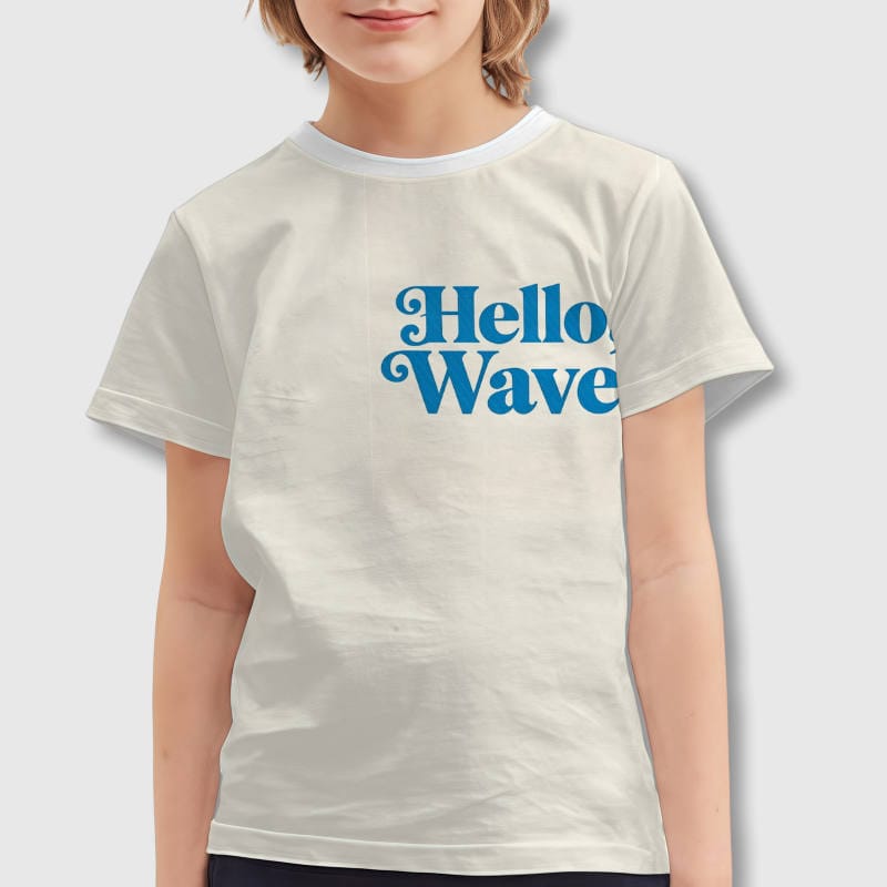 Hello Wave Quote Kids T-Shirt for Boys Girls Summer Daily Wear