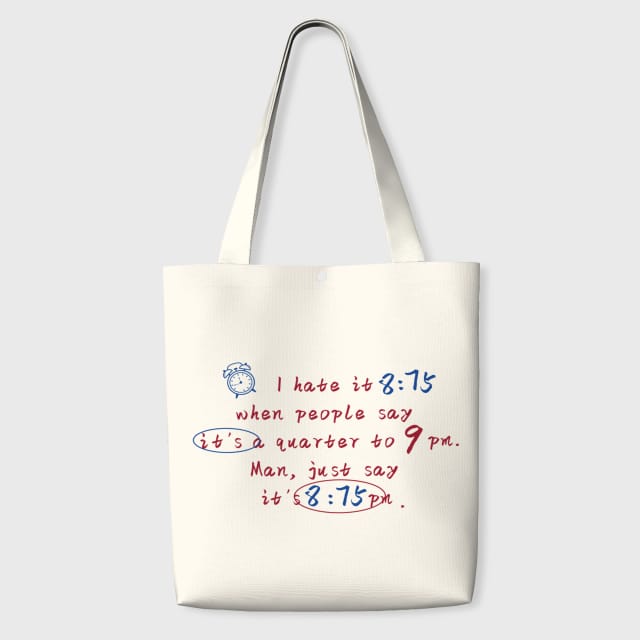 Funny 8:75 Time Meme Canvas Tote Bag for Daily Gifting