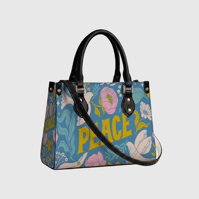 Peace Floral Dove Leather Tote Bag for Women Daily Use