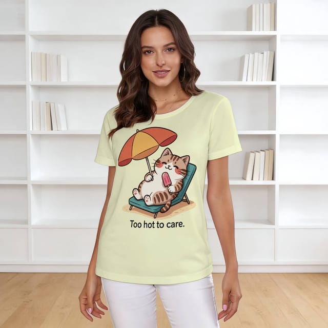 Funny Lazy Cat Women's T-Shirt for Cat Lovers Summer Wear