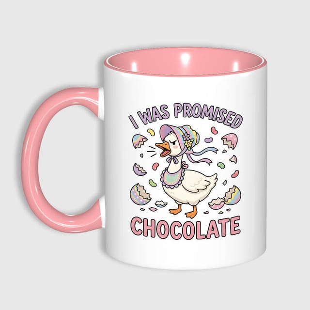 Funny Easter Goose 11oz Pink Mug for Chocolate Lovers Easter Gift