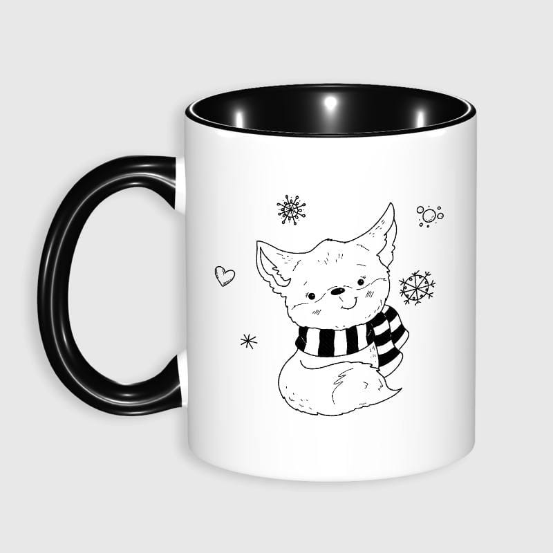 Cute Fox Line Art Mug for Pet Lovers Winter Gift