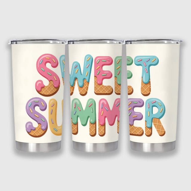 Sweet Summer Ice Cream Letter Insulated Tumbler for Summer Gifts