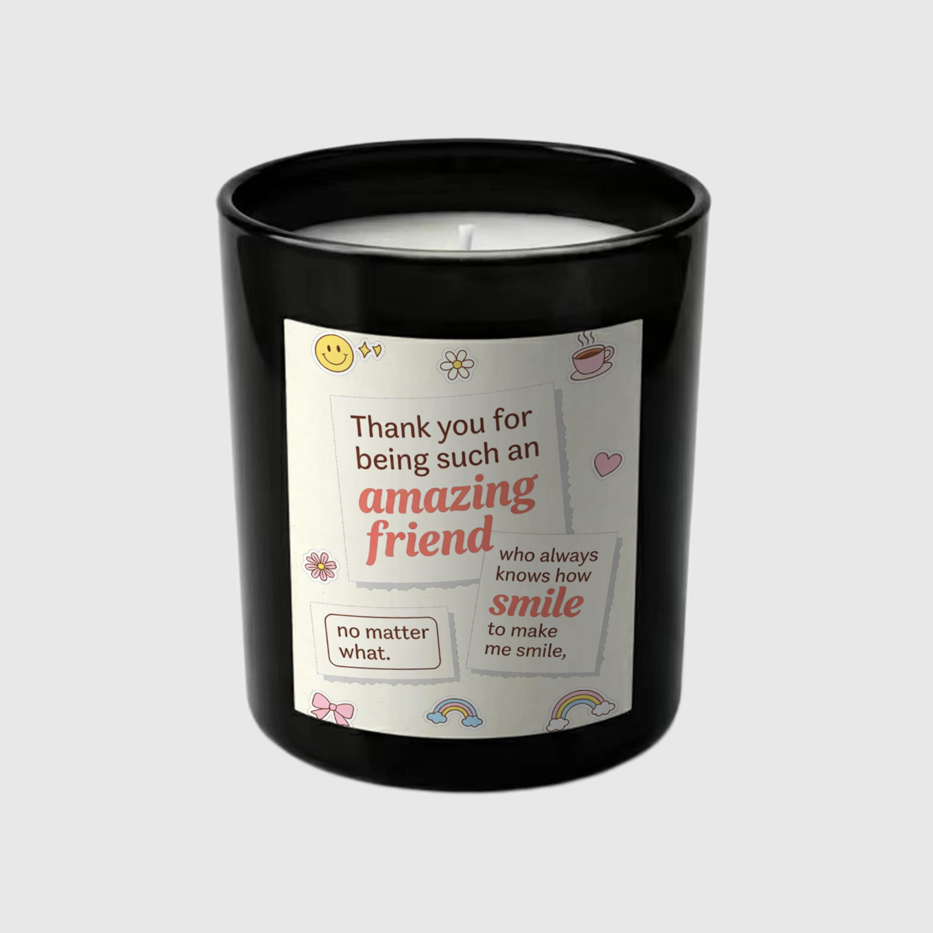Sweet Friendship Quote Black Glass Candle for Best Friends Gift