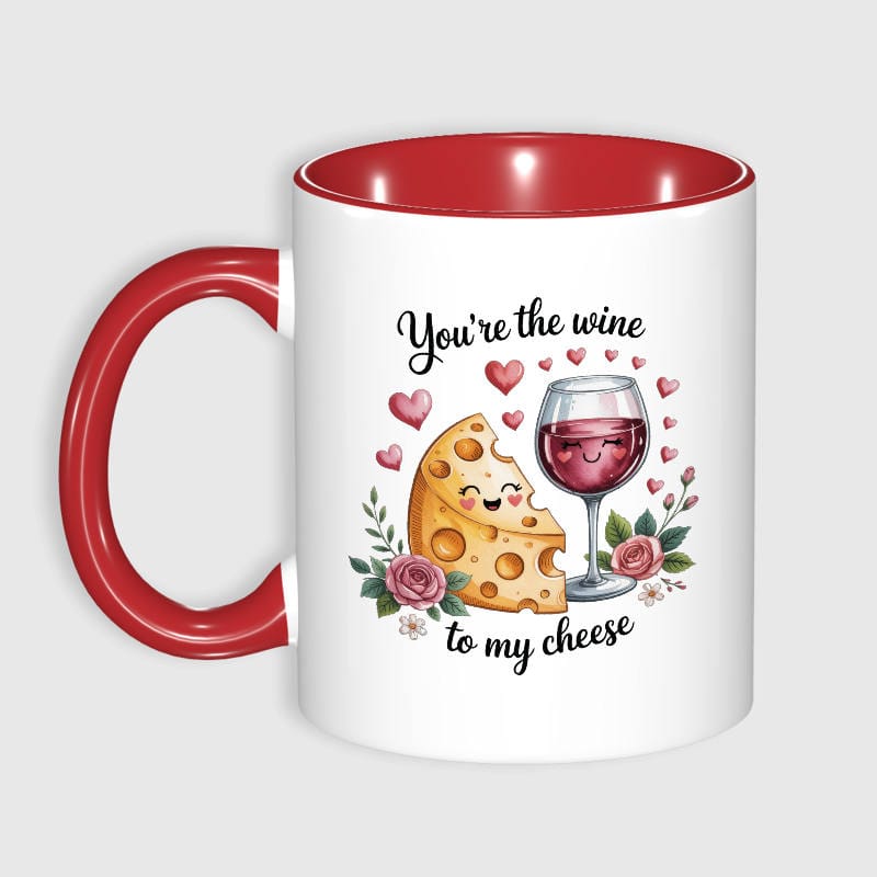 Funny Wine Cheese Quote Mug for Couples Valentine Gift - 1