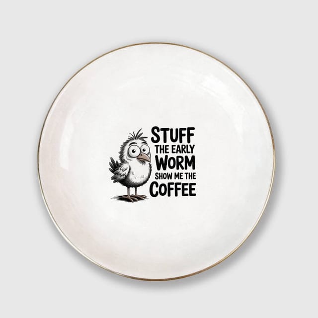 Funny Coffee Bird Ceramic Jewelry Tray for Coffee Lovers Gift