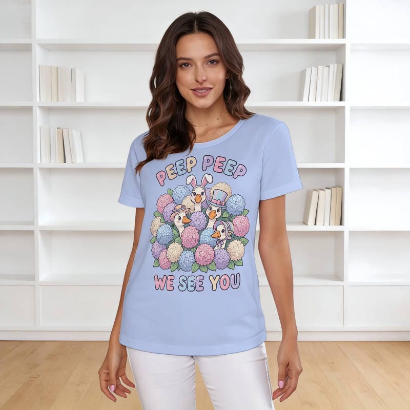 Funny Easter Duck Floral Women's T-Shirt for Easter Wear
