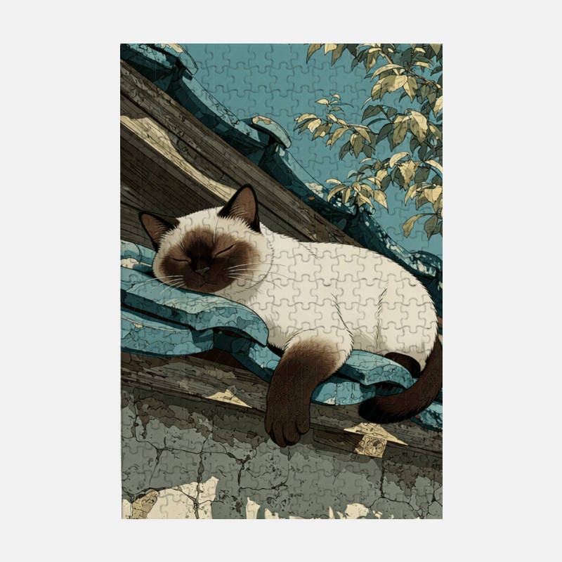 Sleeping Siamese Cat 300pc Wooden Puzzle for Pet Lovers Gift