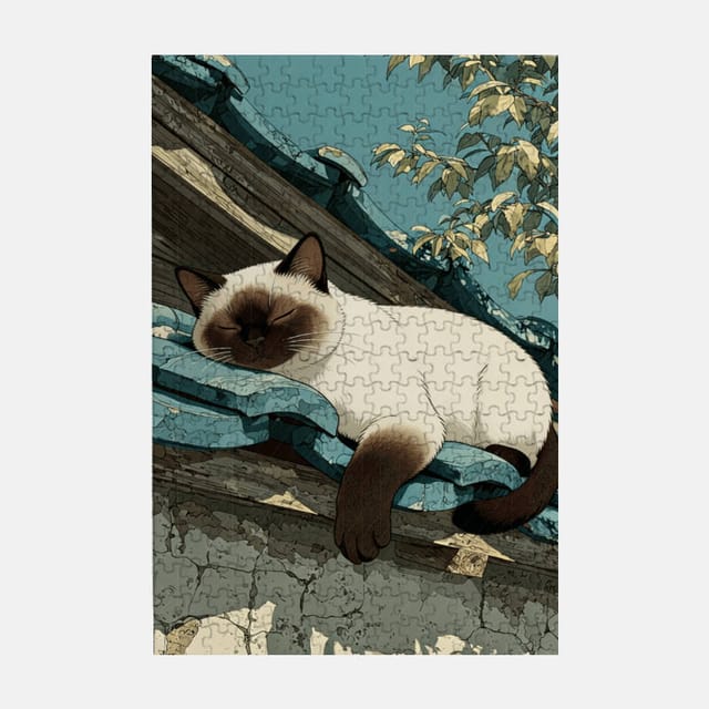 Sleeping Siamese Cat 300pc Wooden Puzzle for Pet Lovers Gift