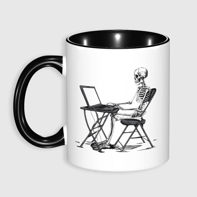 Funny Skeleton WFH Ceramic Mug for Remote Workers