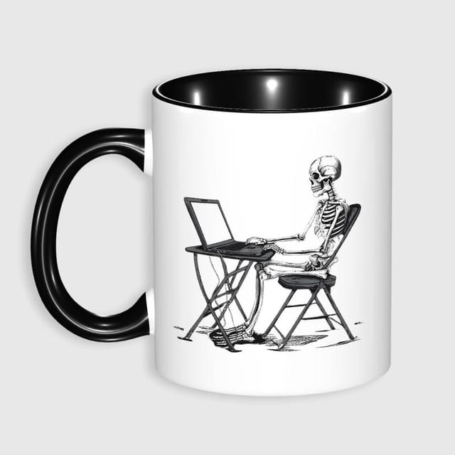 Funny Skeleton WFH Ceramic Mug for Remote Workers