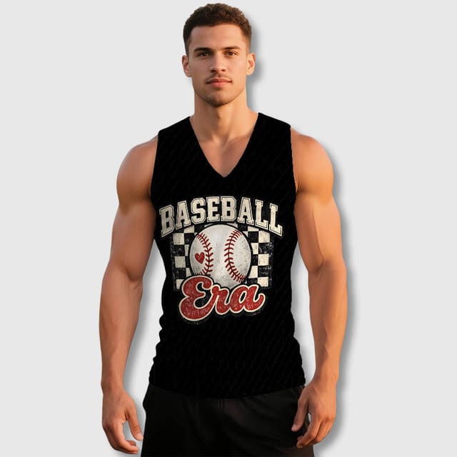 Retro Baseball Era V-Neck Tank Top for Sports Fans Gym Wear