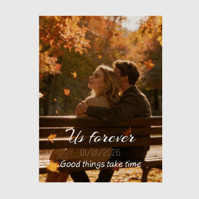 Custom Romantic Autumn Photo 500 Piece Puzzle for Couple Anniversary