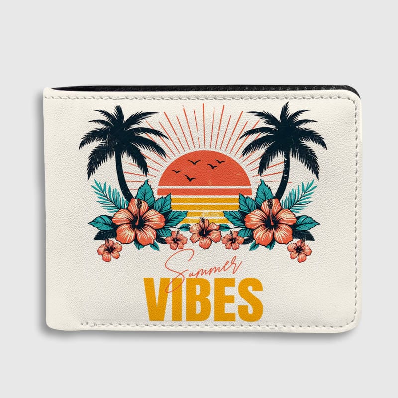 Summer Vibes Tropical Bifold Wallet for Beach Lovers Birthday Vacation Gifts