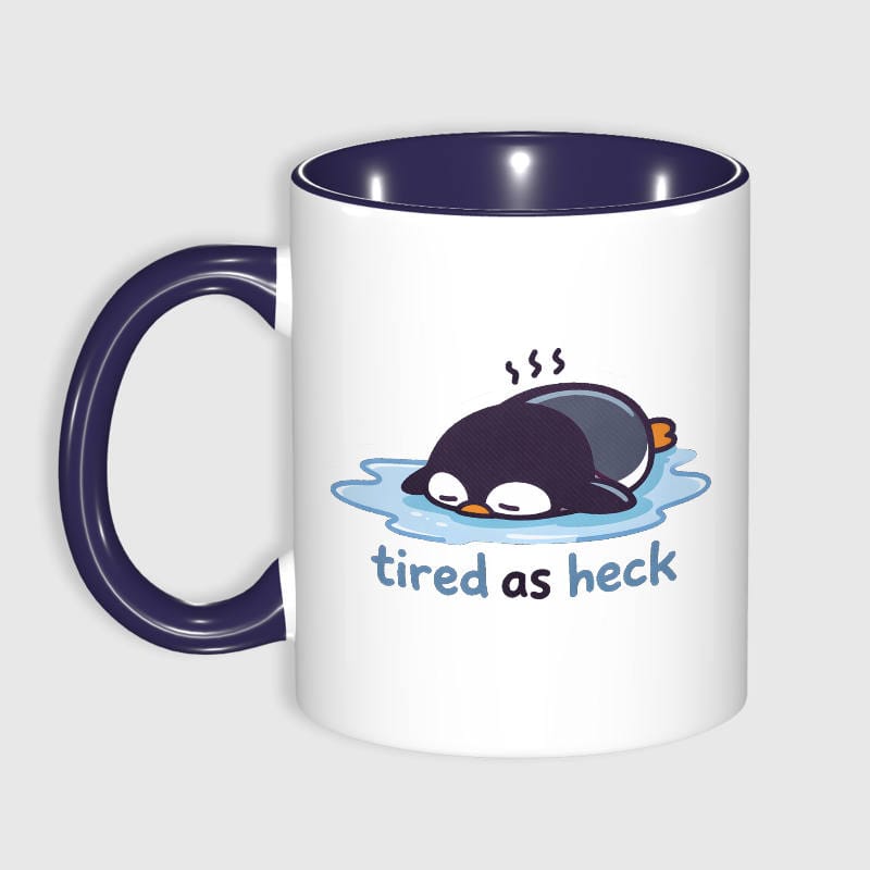 Funny Tired Penguin 11oz Mug for Coworkers Daily Use
