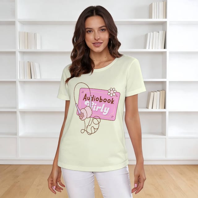 Audiobook Girly Print T-Shirt for Book Lovers Gift