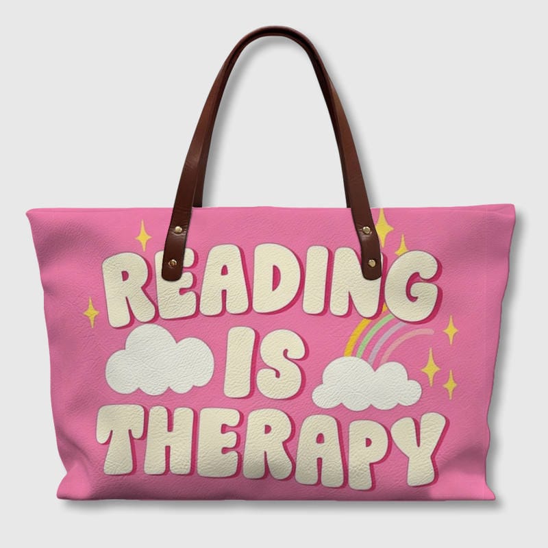 Reading Quote PU Tote Bag for Book Lovers Gift