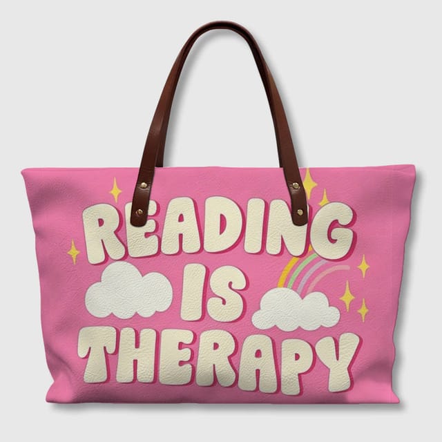 Reading Quote PU Tote Bag for Book Lovers Gift