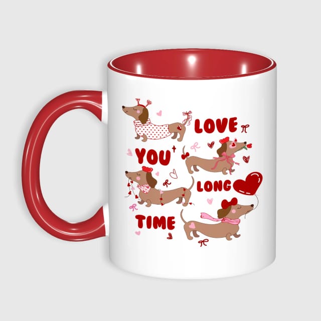Dachshund Valentine Red Accent Coffee Mug for Pet Lovers