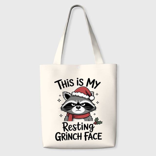 Funny Raccoon Grinch Tote Bag for Christmas Lovers Daily Use