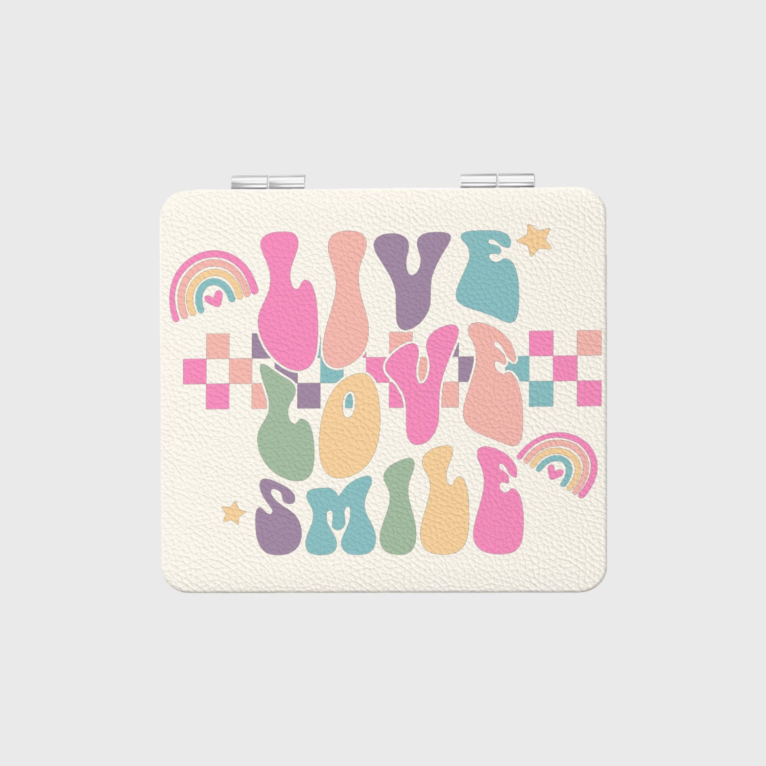 Pastel Live Love Smile Pocket Makeup Mirror for Women Gift