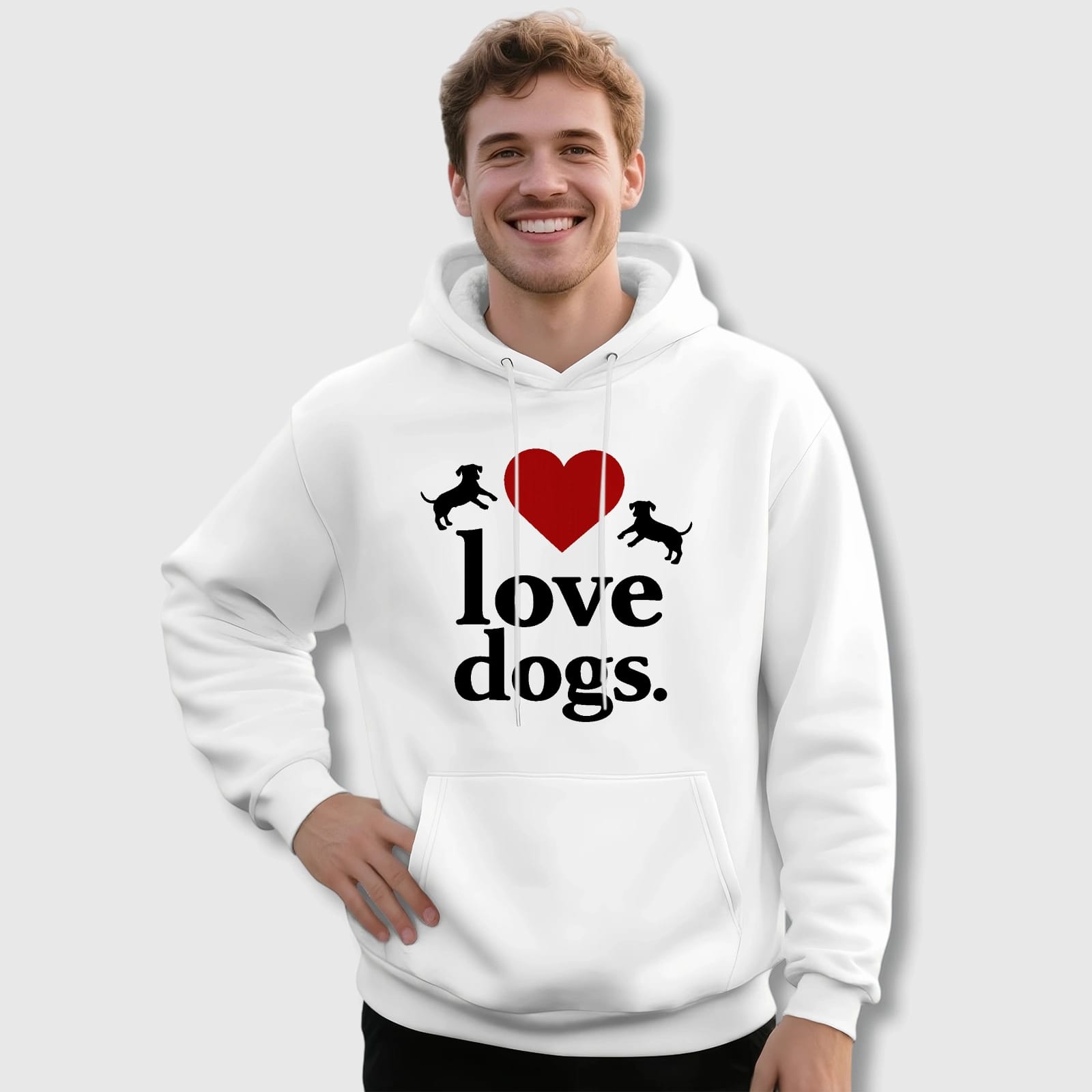 Love Dogs Graphic Pullover Hoodie for Dog Lovers Gifts