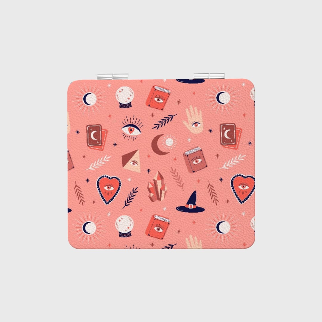 Custom Portable Pocket Makeup Mirror – Personalized PU Compact Mirror (Square) - 1