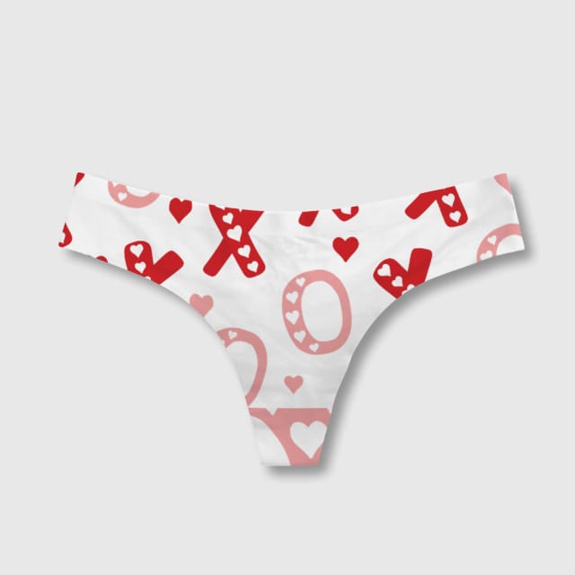 XO Heart Print Thong Underwear for Women Valentine Gift