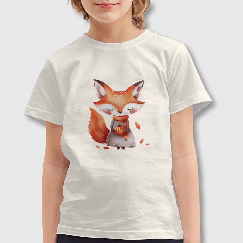 Cute Autumn Fox Kids T-Shirt for Thanksgiving Daily Wear