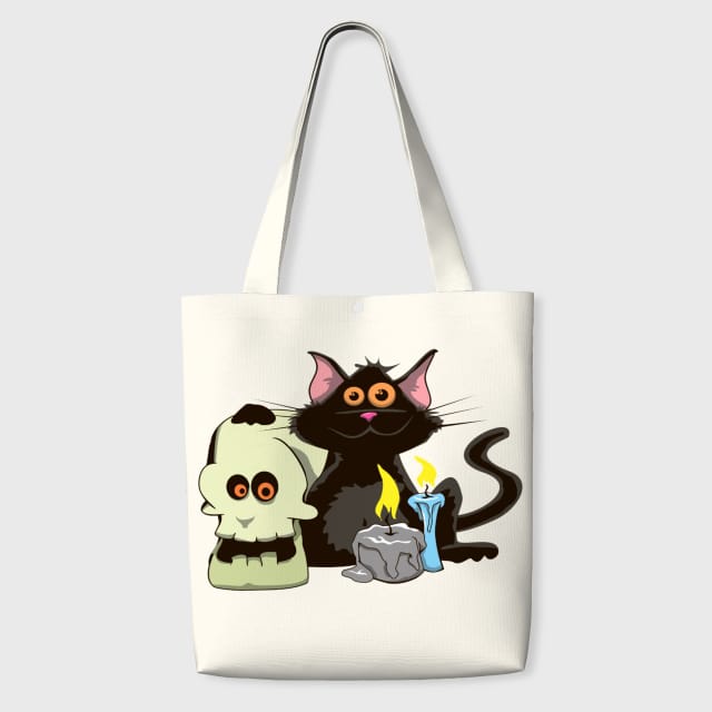 Funny Black Cat Halloween Tote Bag for Cat Lovers