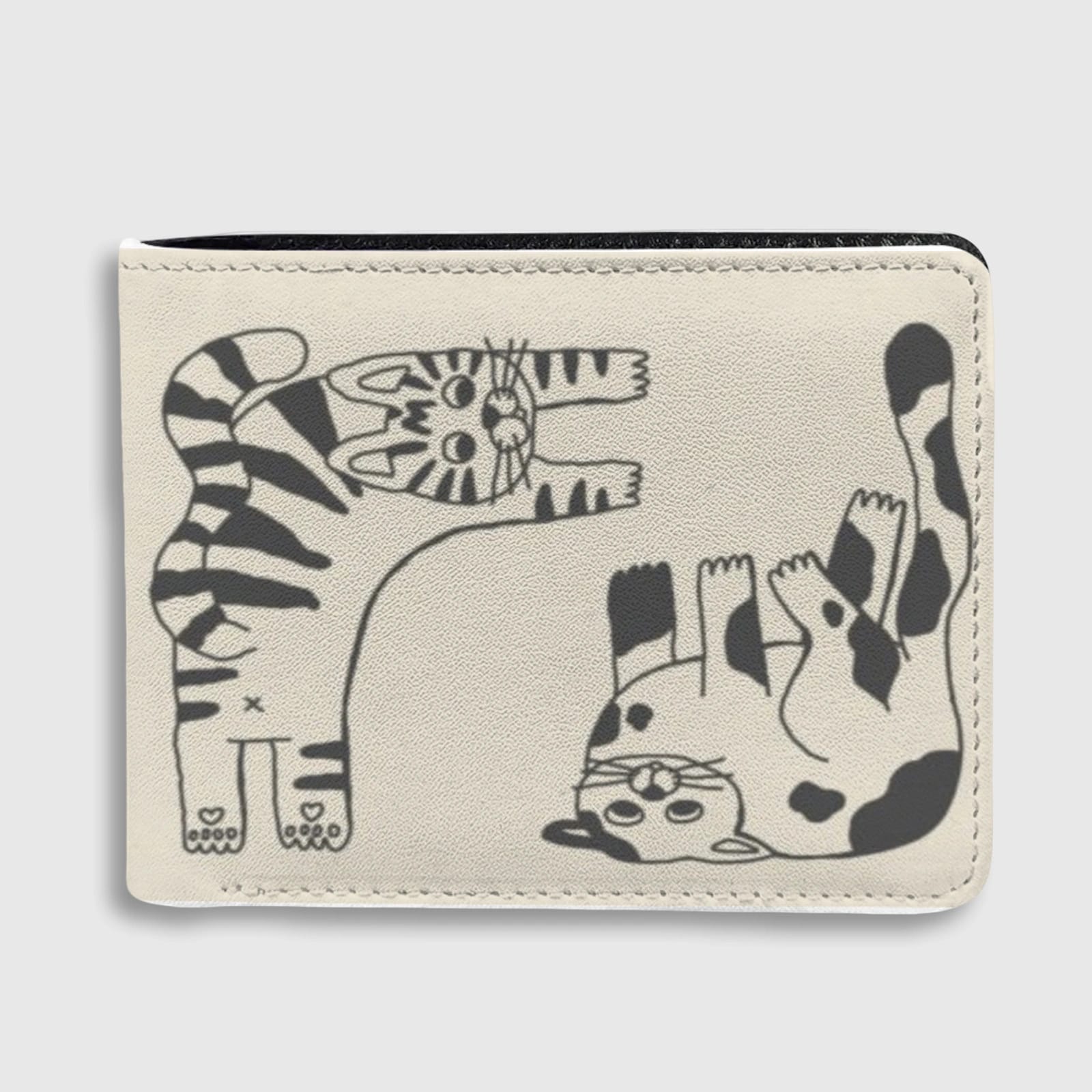 Cute Cat Line Art Bifold Wallet for Cat Lovers Daily Use