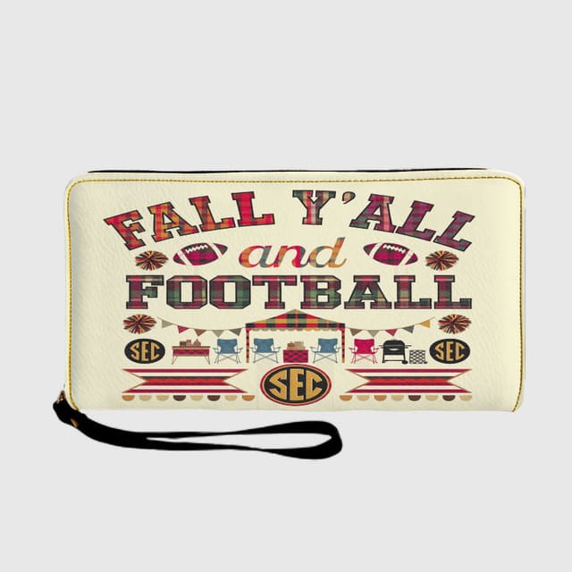 Fall Y'all Football SEC Zipper Wallet for College Football Fans Game Day Gifts