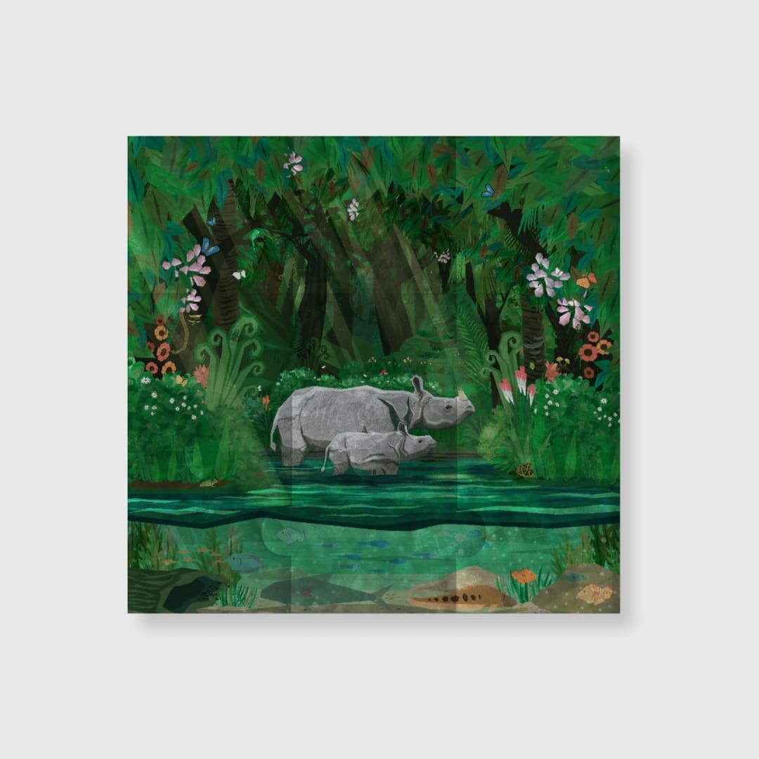Rhinoceros Jungle Fridge Magnet - 1