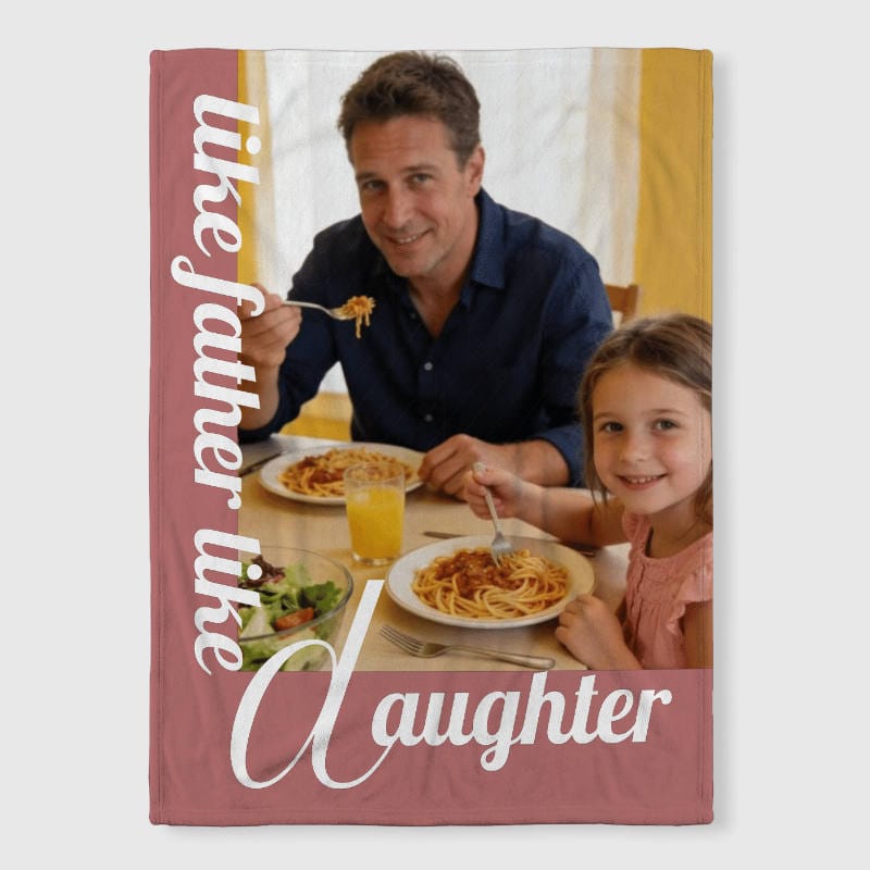 Custom Father Daughter Photo Fleece Blanket for Dad Father's Day
